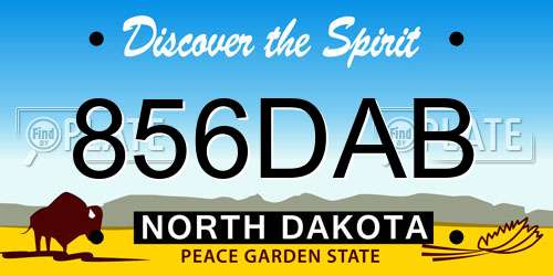 856DAB North Dakota License Plate