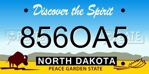 856OA5 North Dakota License Plate