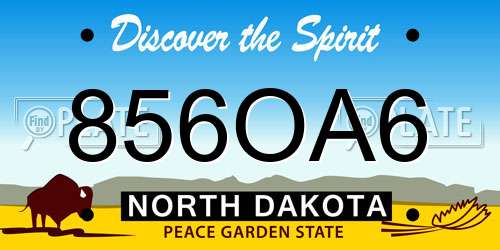 856OA6 North Dakota License Plate