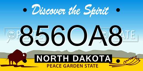 856OA8 North Dakota License Plate