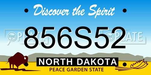 856S52 North Dakota License Plate