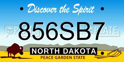856SB7 North Dakota License Plate