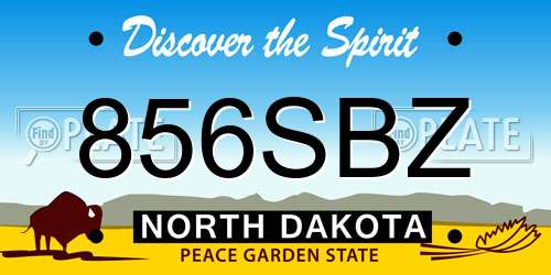 856SBZ North Dakota License Plate