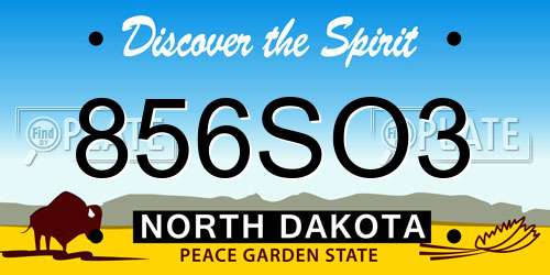 856SO3 North Dakota License Plate