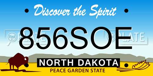 856SOE North Dakota License Plate