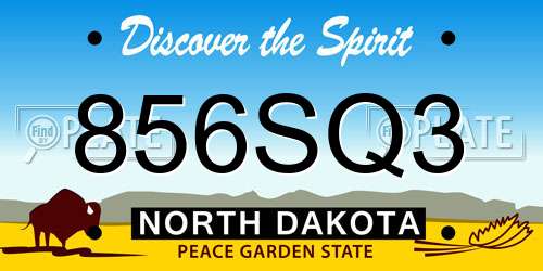 856SQ3 North Dakota License Plate