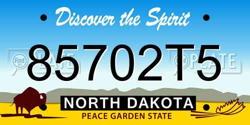 85702T5 North Dakota License Plate