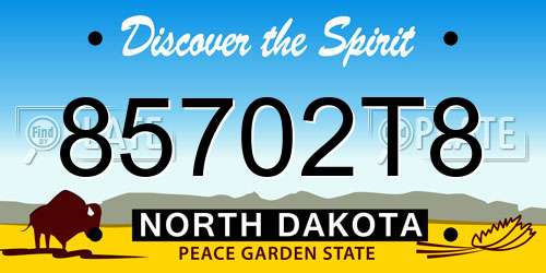 85702T8 North Dakota License Plate