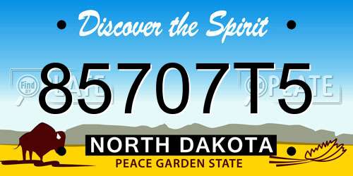 85707T5 North Dakota License Plate
