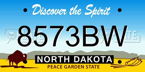 8573BW North Dakota License Plate