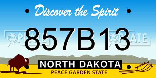 857B13 North Dakota License Plate
