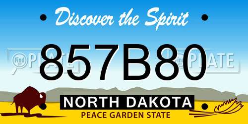 857B80 North Dakota License Plate
