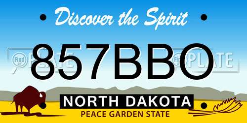 857BBO North Dakota License Plate