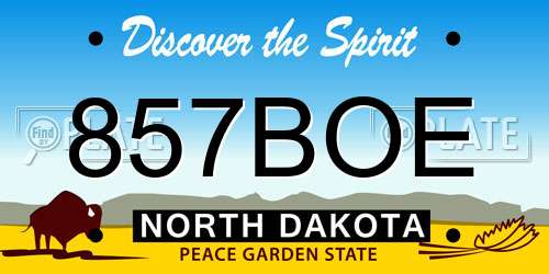 857BOE North Dakota License Plate