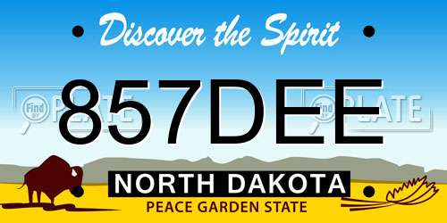 857DEE North Dakota License Plate