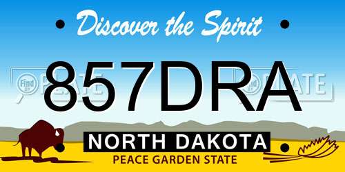 857DRA North Dakota License Plate