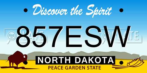 857ESW North Dakota License Plate