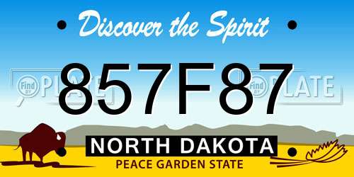 857F87 North Dakota License Plate
