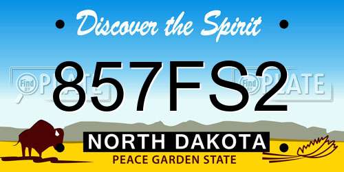 857FS2 North Dakota License Plate