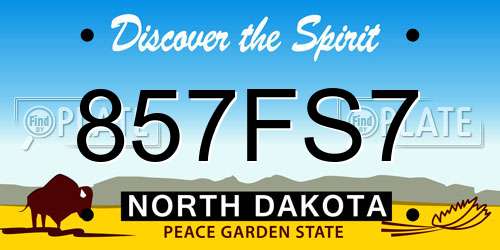 857FS7 North Dakota License Plate