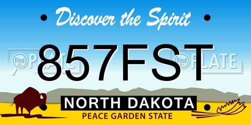 857FST North Dakota License Plate