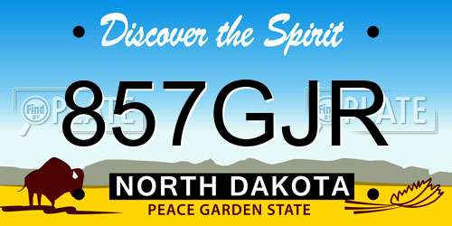 857GJR North Dakota License Plate