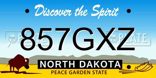 857GXZ North Dakota License Plate
