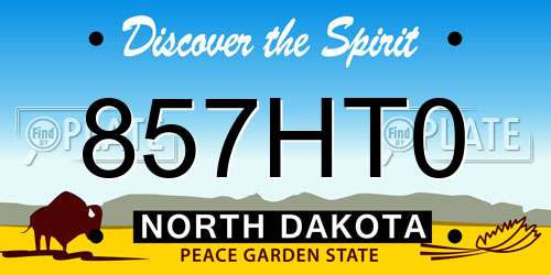857HT0 North Dakota License Plate