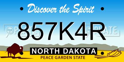 857K4R North Dakota License Plate