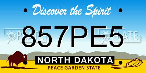 857PE5 North Dakota License Plate