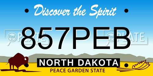 857PEB North Dakota License Plate