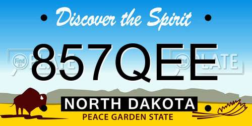857QEE North Dakota License Plate