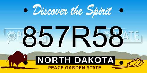 857R58 North Dakota License Plate