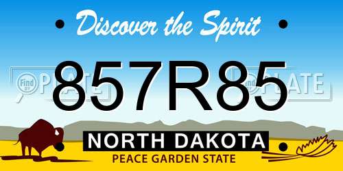 857R85 North Dakota License Plate
