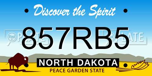 857RB5 North Dakota License Plate