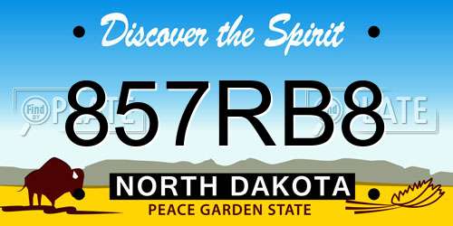 857RB8 North Dakota License Plate