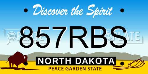 857RBS North Dakota License Plate