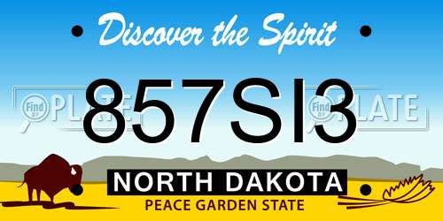 857SI3 North Dakota License Plate
