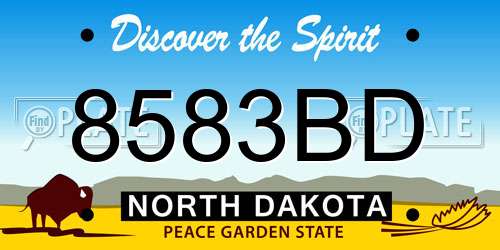 8583BD North Dakota License Plate