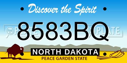 8583BQ North Dakota License Plate