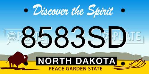 8583SD North Dakota License Plate