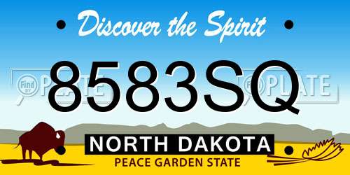 8583SQ North Dakota License Plate