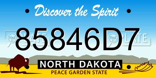 85846D7 North Dakota License Plate