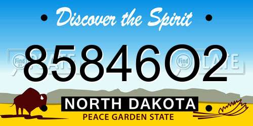85846O2 North Dakota License Plate