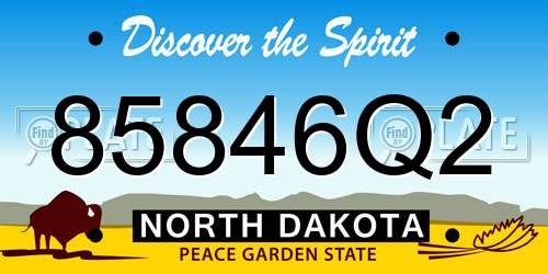 85846Q2 North Dakota License Plate