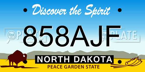 858AJF North Dakota License Plate