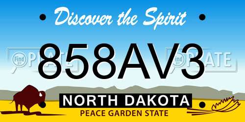 858AV3 North Dakota License Plate