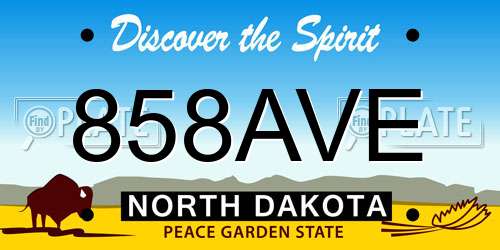 858AVE North Dakota License Plate