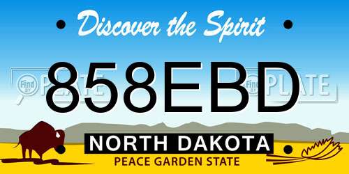 858EBD North Dakota License Plate