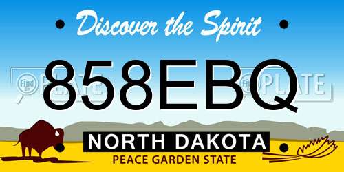 858EBQ North Dakota License Plate